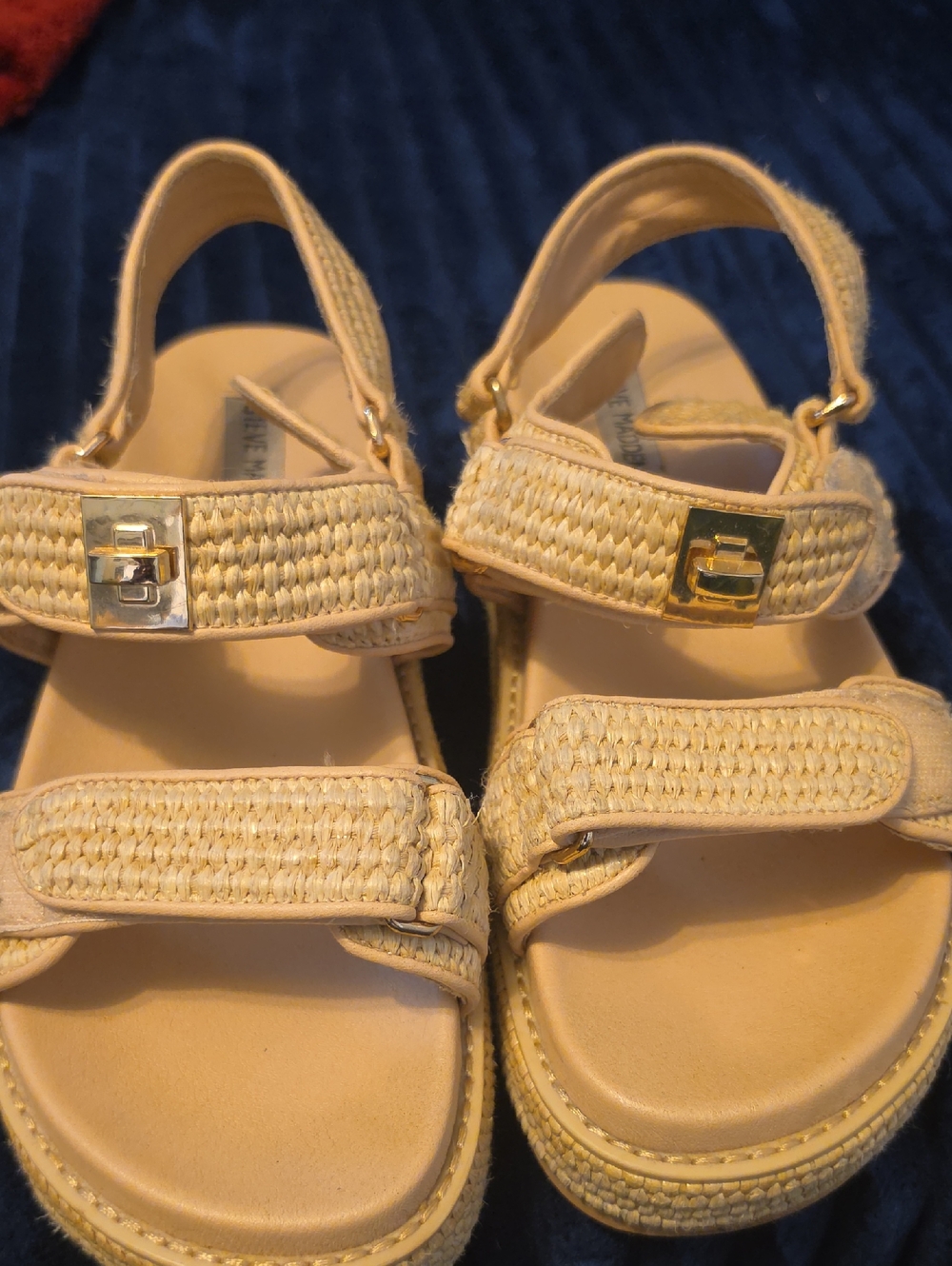 Steve Madden Beige Woven Platform Sandals